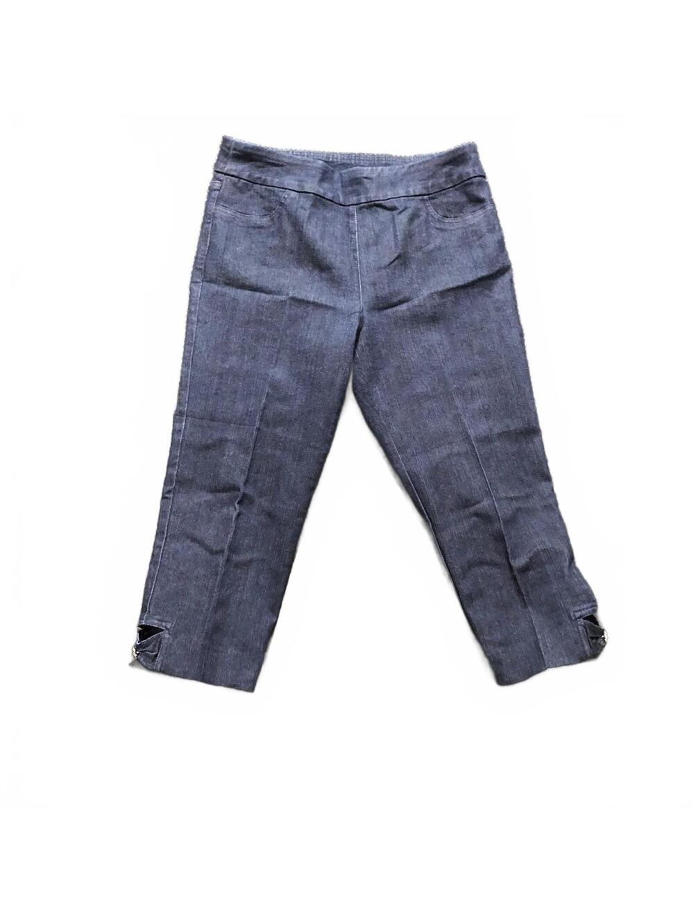 Soft Surroundings Women's Dark Blue Capri Pants with Bow Detail Size M